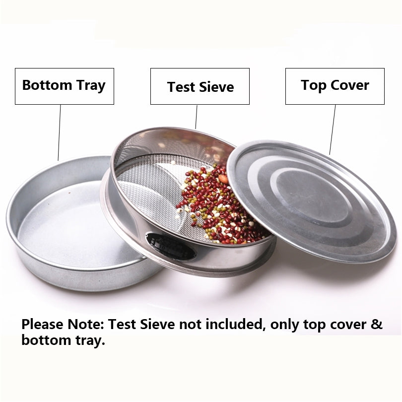 Top Cover & Bottom Tray for Lab Test Sieve Stainless Steel Wire Mesh Filter Strainer